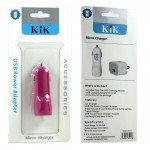 Wholesale 2 USB Output Cell Phone Car Adapter Charger (Hot Pink)